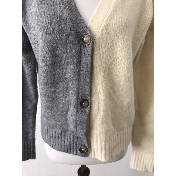 Olivia Sky Cardigan Sweater V Neck Colorblock Stretch Knit - Picture 3 of 9